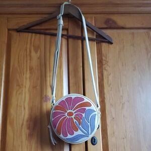 Portland Leather SMALL Floral Round Crossbody Bag